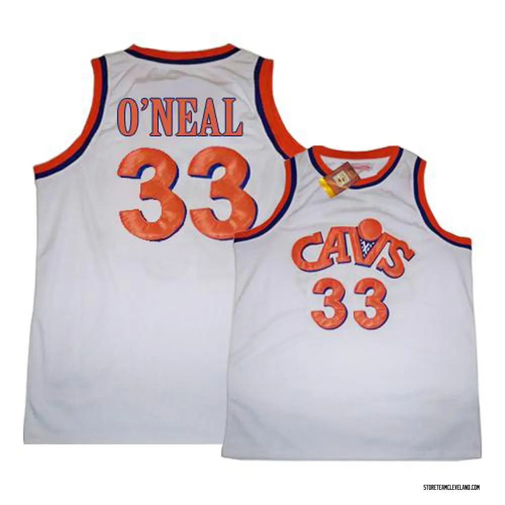Men's Shaquille O'Neal Cleveland Cavaliers White CAVS Throwback Jersey - Authentic