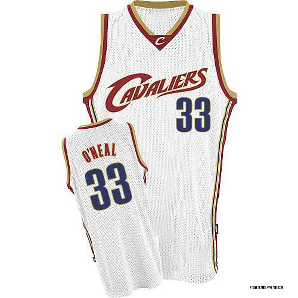 Men's Shaquille O'Neal Cleveland Cavaliers White Throwback 2017 The Finals Patch Jersey - Swingman